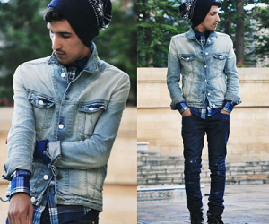 man in double-denim